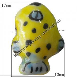 Porcelain beads, Fish 17x13mm Hole:1mm, Sold by Bag