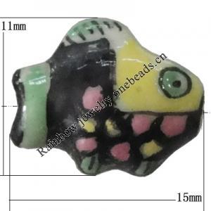 Porcelain beads, Fish 15x11mm Hole:1mm, Sold by Bag