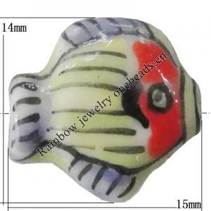Porcelain beads, Fish 15x14mm Hole:1mm, Sold by Bag
