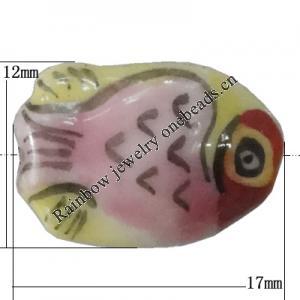 Porcelain beads, Fish 17x12mm Hole:1mm, Sold by Bag