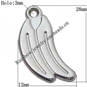 Jewelry findings, CCB plastic Pendant Platina Plated, Fruit 28x12mm Hole:3mm, Sold by Bag