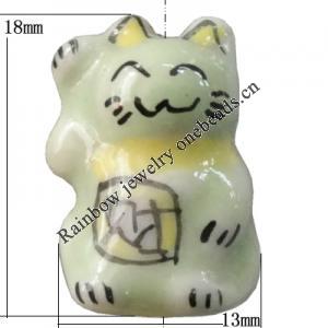 Porcelain beads, Cat 18x13mm Hole:1mm, Sold by Bag