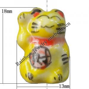 Porcelain beads, Cat 18x13mm Hole:1mm, Sold by Bag