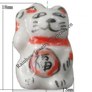 Porcelain beads, Cat 18x13mm Hole:1mm, Sold by Bag