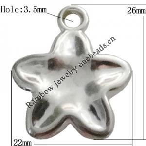 Jewelry findings, CCB plastic Pendant Platina Plated, Star 26x22mm Hole:3.5mm, Sold by Bag