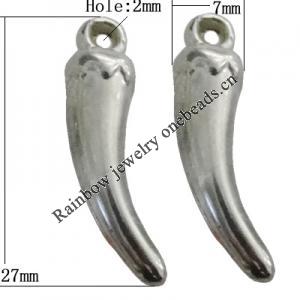 Jewelry findings, CCB plastic Pendant Platina Plated, Vegetable 27x7mm Hole:2mm, Sold by Bag