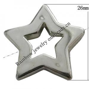 Jewelry findings, CCB plastic Beads Platina Plated, Star 26mm Hole:2mm, Sold by Bag