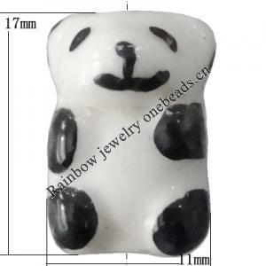 Porcelain beads, Panda 17x11mm Hole:1mm, Sold by Bag