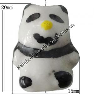 Porcelain beads, Panda 20x15mm Hole:1mm, Sold by Bag