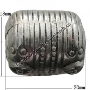 Jewelry findings, CCB plastic Beads Antique Silver, 20x18mm Hole:2mm, Sold by Bag