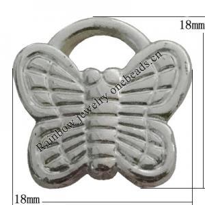Jewelry findings, CCB plastic Pendant Platina Plated, Butterfly 18x18mm Hole:5mm, Sold by Bag