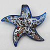 Silver Foil Lampwork Pendant, Star 51x56mm Hole:8mm, Sold by PC