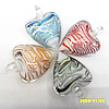 Gold Sand Lampwork Pendant, Heart 56x66mm, Hole:5mm, Sold by PC