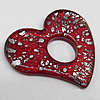 Silver Foil Lampwork Pendant, Heart 54x60mm, Hole:18mm, Sold by PC