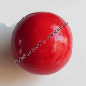 Wooden Jewelry Beads, Round 25mm, Hole:5mm, Sold per Inch Strand