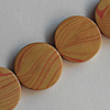 Wooden Jewelry Beads, Flat Round 25x4mm, Length:19.6 Inch, Sold per Inch Strand