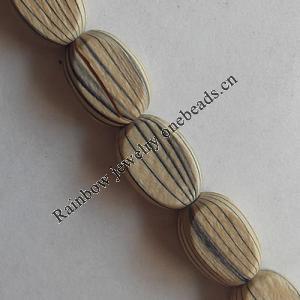 Wooden Jewelry Beads, Flat Oval 14x10mm, Length:19.6 Inch, Sold per Inch Strand