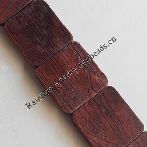 Wooden Jewelry Beads, Square 28x19mm, Length:19.6 Inch, Sold per Inch Strand