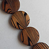 Wooden Jewelry Beads, Flat Round 25x15mm, Length:19.6 Inch, Sold per Inch Strand