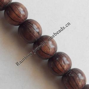 Wooden Jewelry Beads, Round 14mm, Length:19.6 Inch, Sold per Inch Strand