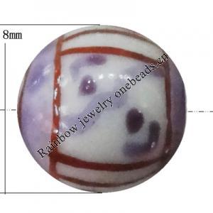 Porcelain beads, Round 8mm Hole:1mm, Sold by Bag