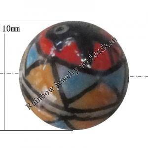 Porcelain beads, Round 10mm Hole:1mm, Sold by Bag