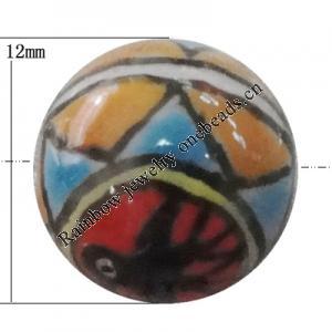 Porcelain beads, Round 12mm Hole:1mm, Sold by Bag