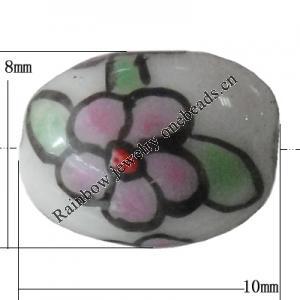 Porcelain beads, Oval 10x8mm Hole:1mm, Sold by Bag