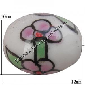 Porcelain beads, Oval 12x10mm Hole:1mm, Sold by Bag