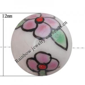 Porcelain beads, Round 12mm Hole:1mm, Sold by Bag