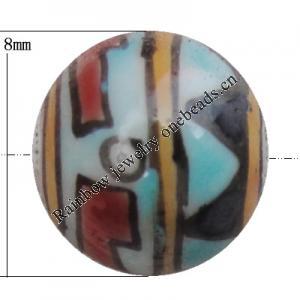 Porcelain beads, Round 8mm Hole:1mm, Sold by Bag