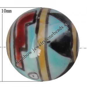 Porcelain beads, Round 10mm Hole:1mm, Sold by Bag