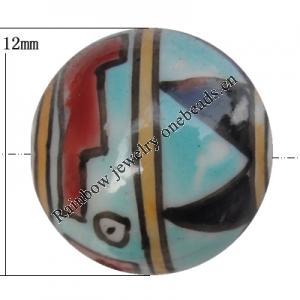 Porcelain beads, Round 12mm Hole:1mm, Sold by Bag