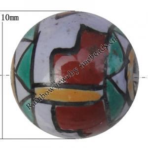 Porcelain beads, Round 10mm Hole:1mm, Sold by Bag