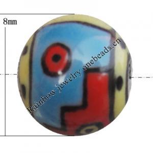 Porcelain beads, Round 8mm Hole:1mm, Sold by Bag