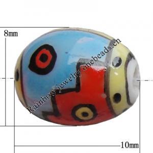 Porcelain beads, Oval 10x8mm Hole:1mm, Sold by Bag