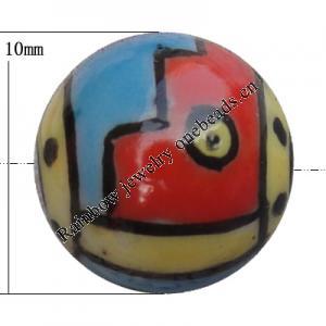 Porcelain beads, Round 10mm Hole:1mm, Sold by Bag