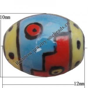 Porcelain beads, Oval 12x10mm Hole:1mm, Sold by Bag