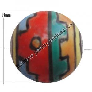 Porcelain beads, Round 8mm Hole:1mm, Sold by Bag