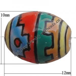 Porcelain beads, Oval 12x10mm Hole:1mm, Sold by Bag