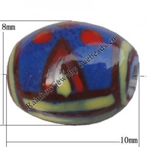 Porcelain beads, Oval 10x8mm Hole:1mm, Sold by Bag