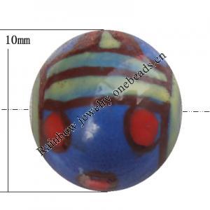 Porcelain beads, Round 10mm Hole:1mm, Sold by Bag