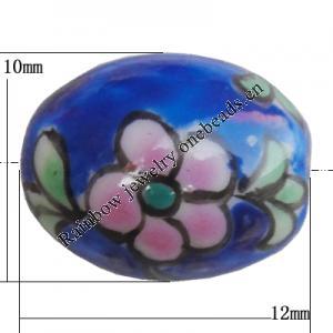 Porcelain beads, Oval 12x10mm Hole:1mm, Sold by Bag