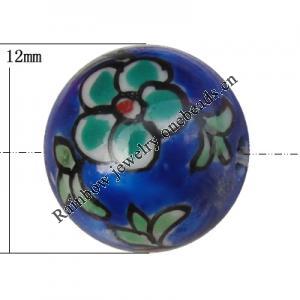 Porcelain beads, Round 12mm Hole:1mm, Sold by Bag