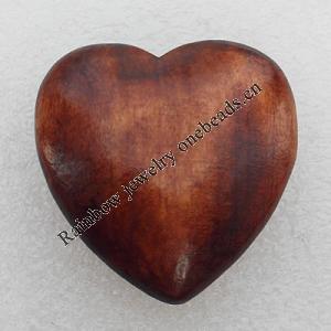 Wooden Jewelery Beads, Heart 45x45mm Half hole:0.5mm, Sold by PC