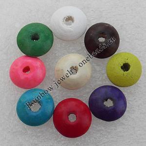 Wooden Jewelery Beads, Rondelle Mix color 6x14mm Hole:2mm, Sold by Bag