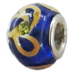 Handmade European Style Lampwork Beads With Platinum Color Copper Core And Rhinestone, 10x14mm Hole:5mm, Sold by PC