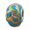 Handmade European Style Lampwork Beads With Platinum Color Copper Core And Rhinestone, 10x14mm Hole:5mm, Sold by PC