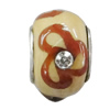 Handmade European Style Lampwork Beads With Platinum Color Copper Core And Rhinestone, 10x14mm Hole:5mm, Sold by PC