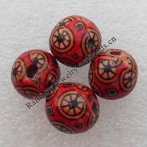 Wooden Jewelery Beads, Round 12x13mm Hole:3mm, Sold by PC